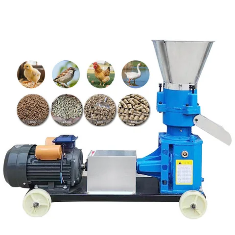 Mini electric feed pellet press rated at 100 kg per hour for poultry and livestock farms